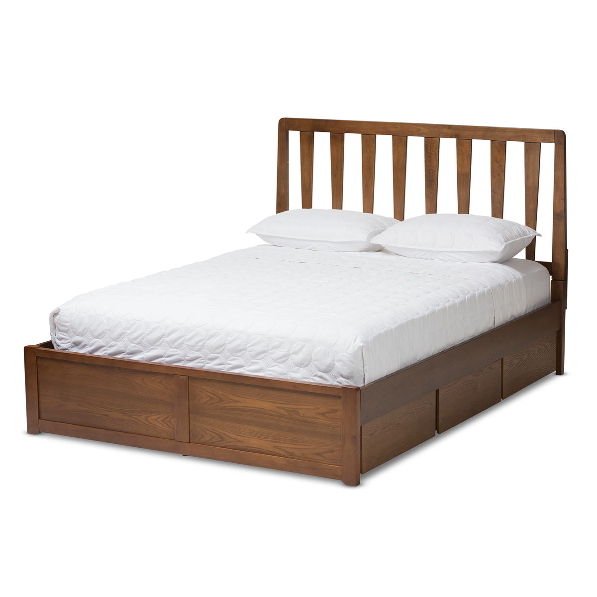 Baxton Studio Raurey Modern and Contemporary Walnut Finished King Size Storage Platform Bed Baxton Studio-beds-Minimal And Modern - 1