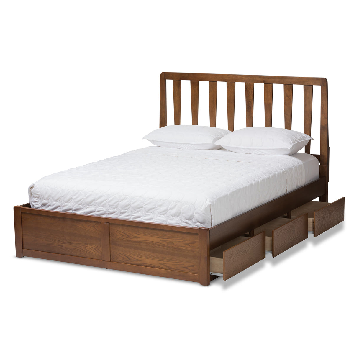 Baxton Studio Raurey Modern and Contemporary Walnut Finished King Size Storage Platform Bed Baxton Studio-beds-Minimal And Modern - 6