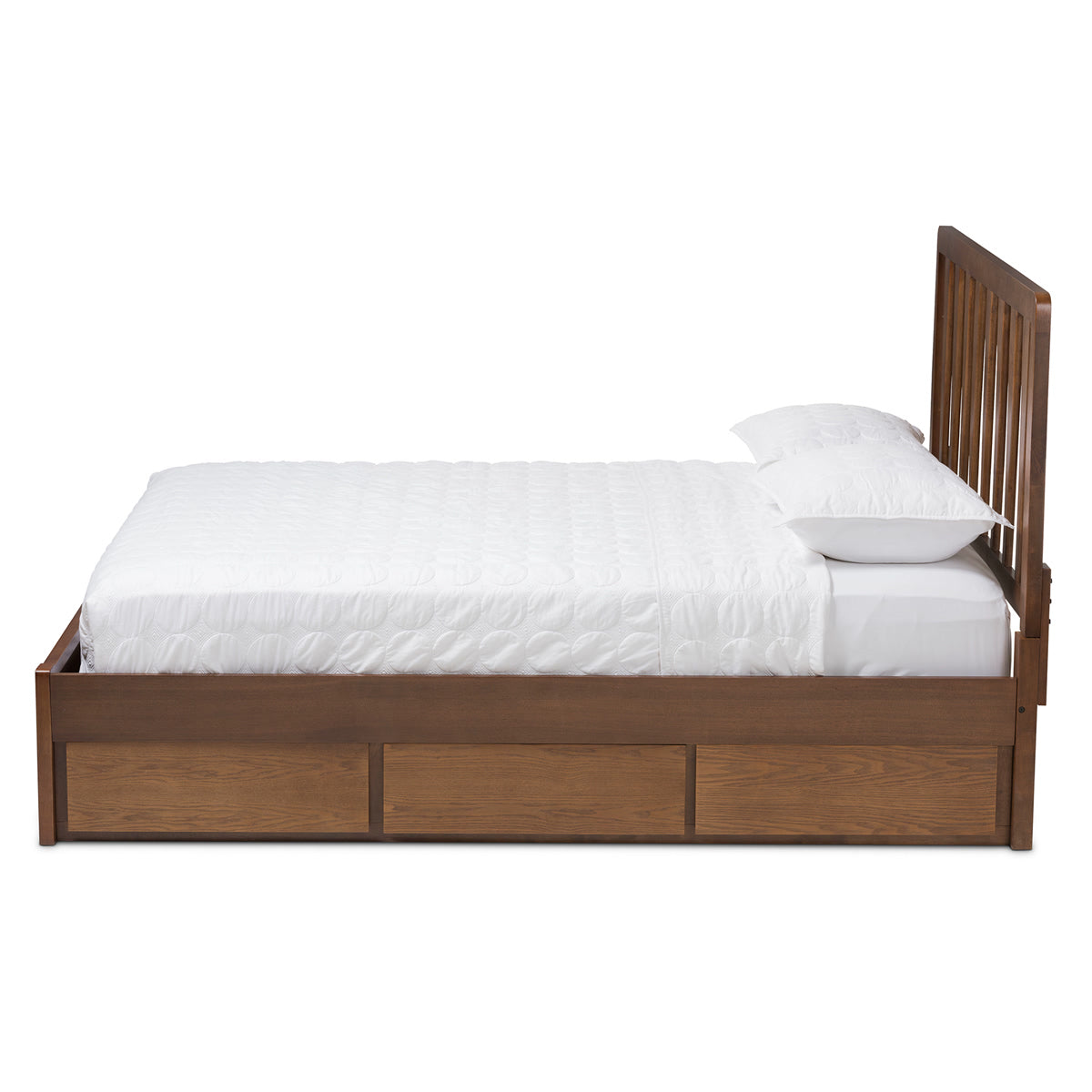 Baxton Studio Raurey Modern and Contemporary Walnut Finished King Size Storage Platform Bed Baxton Studio-beds-Minimal And Modern - 7