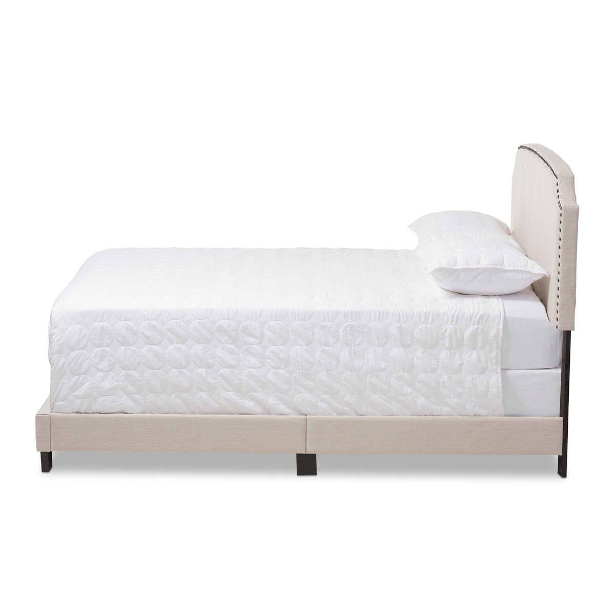 Baxton Studio Odette Modern and Contemporary Light Beige Fabric Upholstered King Size Bed Baxton Studio-0-Minimal And Modern - 3