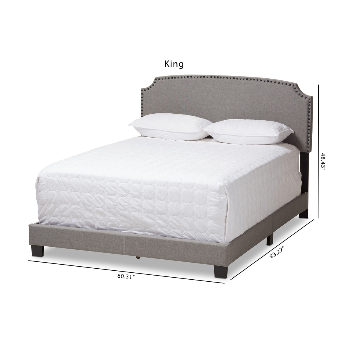 Baxton Studio Odette Modern and Contemporary Light Grey Fabric Upholstered King Size Bed Baxton Studio-0-Minimal And Modern - 2