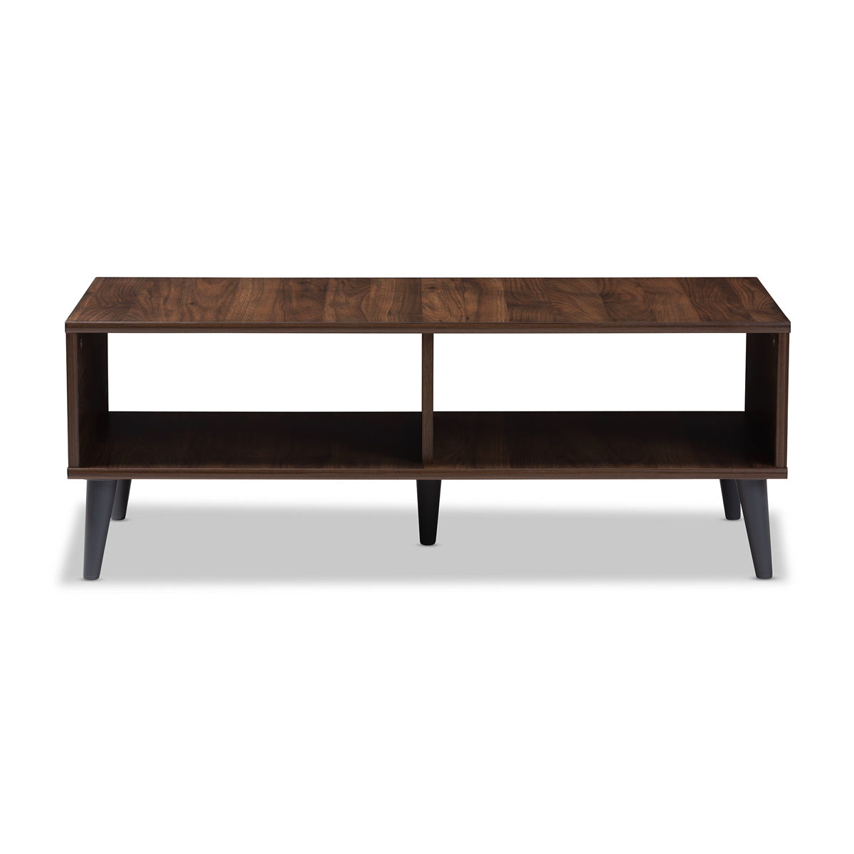 Baxton Studio Pierre Mid-Century Modern Brown and Dark Grey Finished Wood Coffee Table Baxton Studio-coffee tables-Minimal And Modern - 2