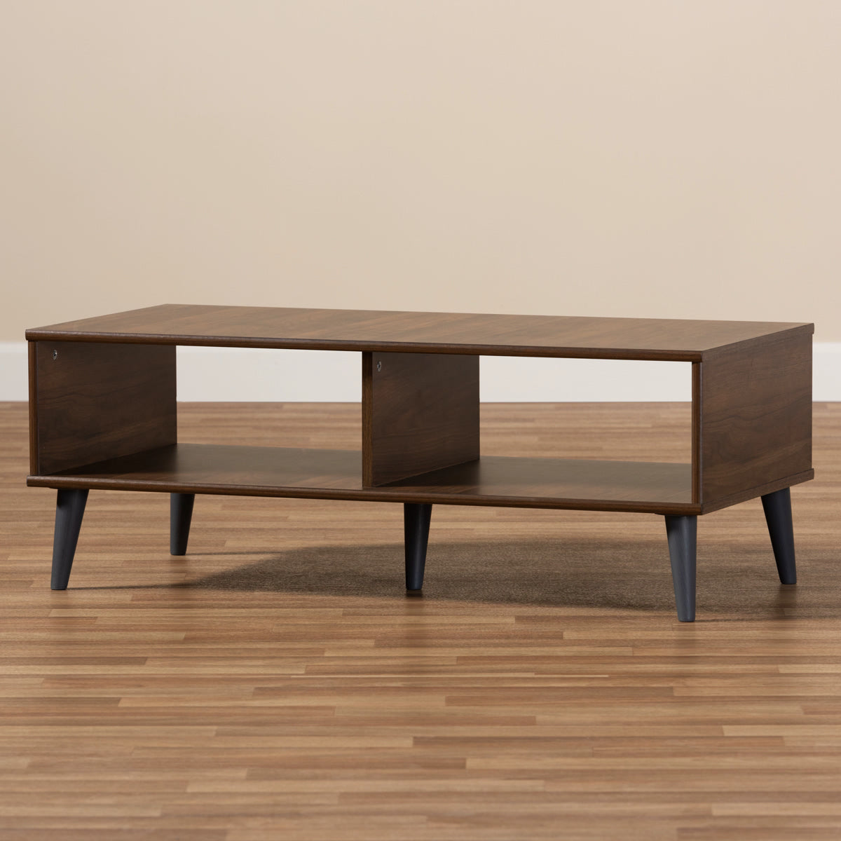 Baxton Studio Pierre Mid-Century Modern Brown and Dark Grey Finished Wood Coffee Table Baxton Studio-coffee tables-Minimal And Modern - 6