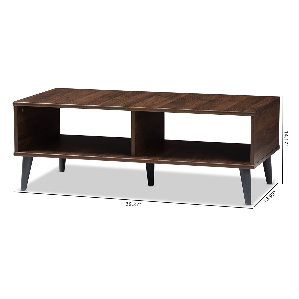 Baxton Studio Pierre Mid-Century Modern Brown and Dark Grey Finished Wood Coffee Table Baxton Studio-coffee tables-Minimal And Modern - 7