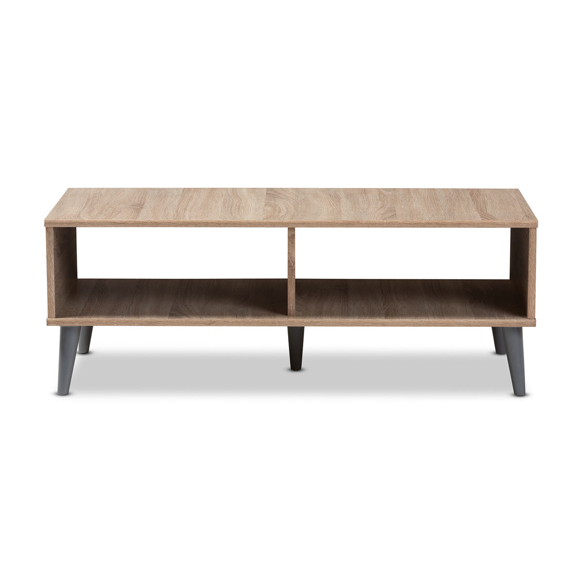 Baxton Studio Pierre Mid-Century Modern Oak and Light Grey Finished Wood Coffee Table Baxton Studio-coffee tables-Minimal And Modern - 2