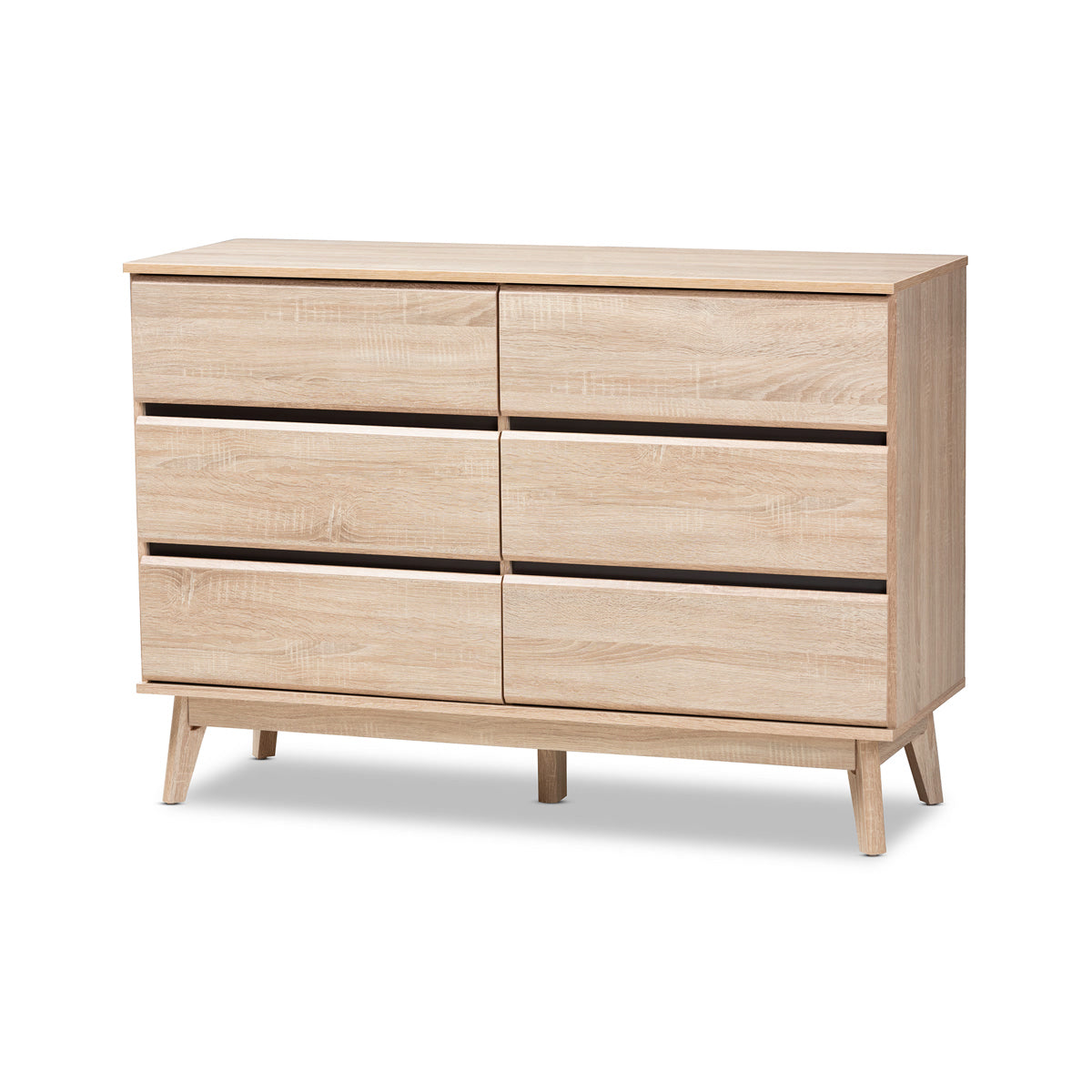 Baxton Studio Miren Mid-Century Modern Light Oak and Dark Grey 6-Drawer Dresser Baxton Studio-Dresser-Minimal And Modern - 1