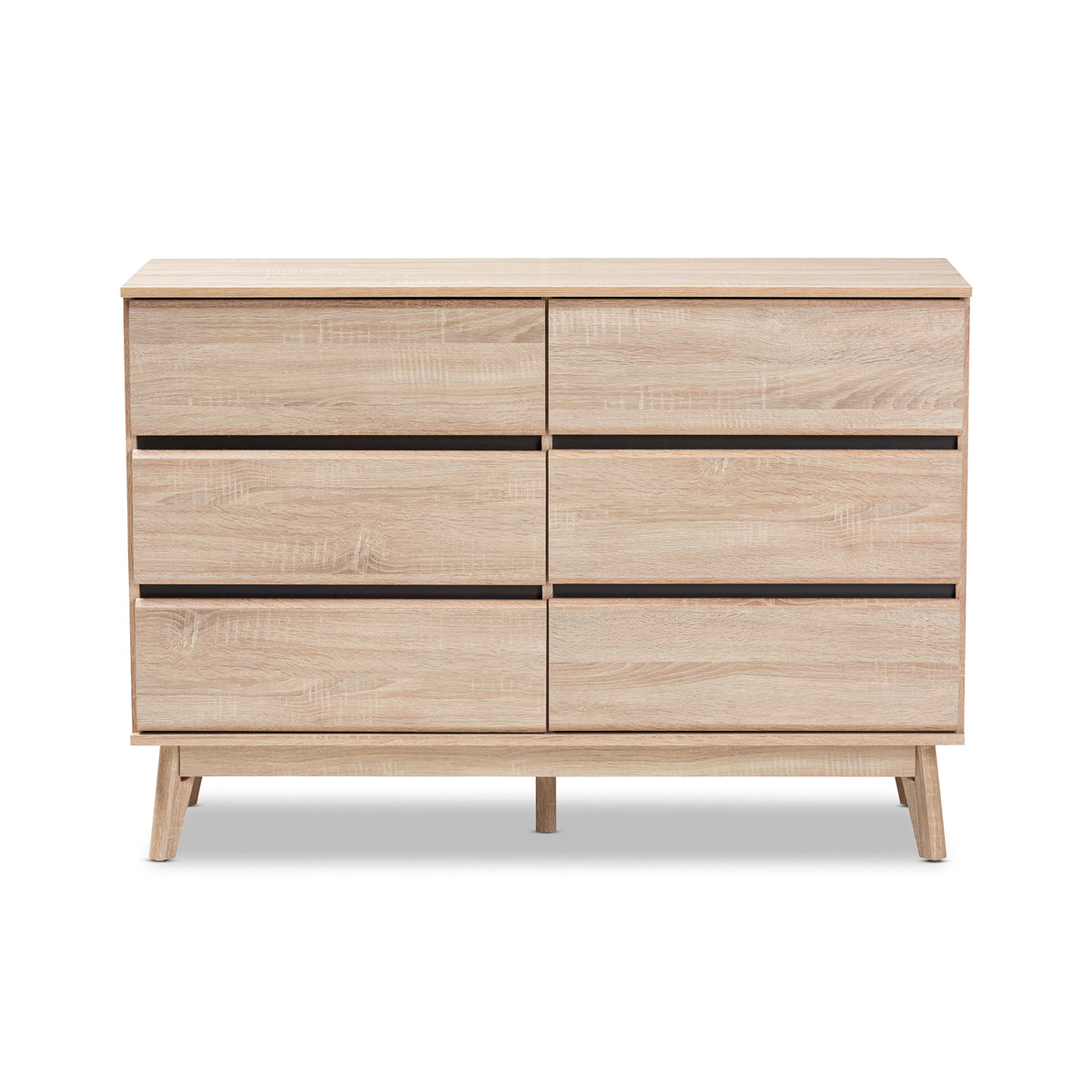 Baxton Studio Miren Mid-Century Modern Light Oak and Dark Grey 6-Drawer Dresser Baxton Studio-Dresser-Minimal And Modern - 4