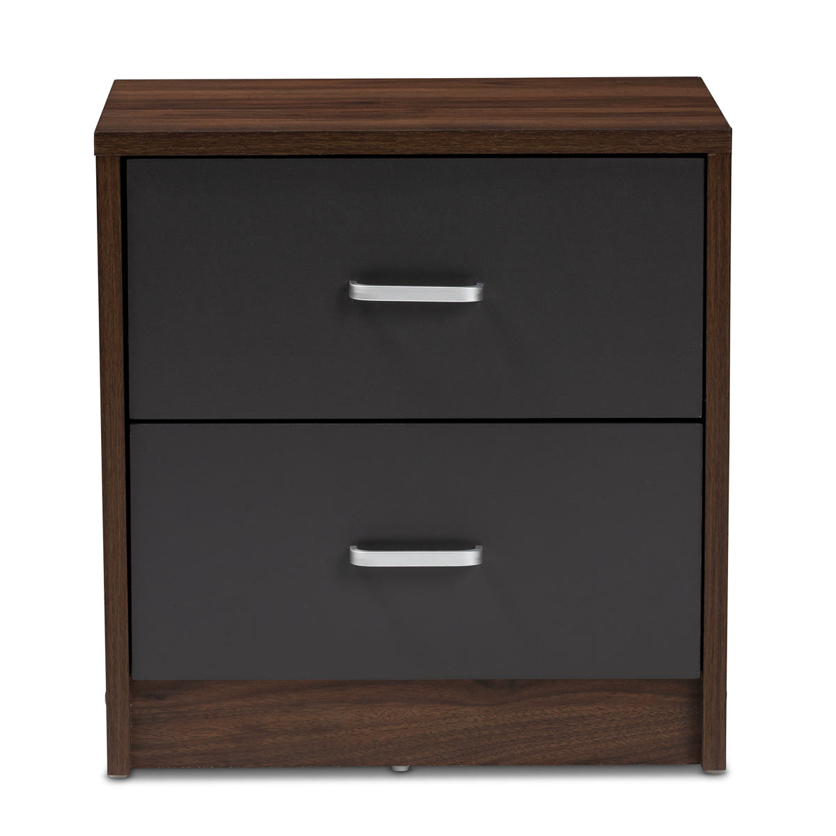 Baxton Studio Hansel Modern and Contemporary 2-Drawer Dark Brown and Dark Grey Finished Nightstand Baxton Studio-nightstands-Minimal And Modern - 3