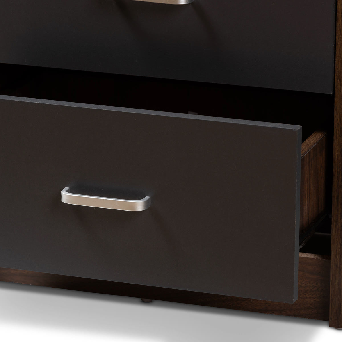 Baxton Studio Hansel Modern and Contemporary 2-Drawer Dark Brown and Dark Grey Finished Nightstand Baxton Studio-nightstands-Minimal And Modern - 5