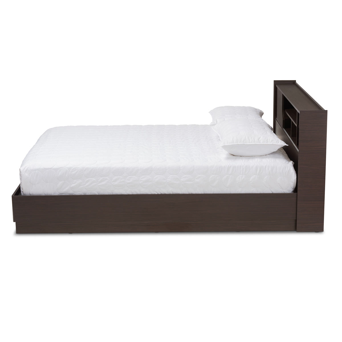 Baxton Studio Larsine Modern and Contemporary Brown Finished Queen Size Platform Storage Bed Baxton Studio-beds-Minimal And Modern - 2