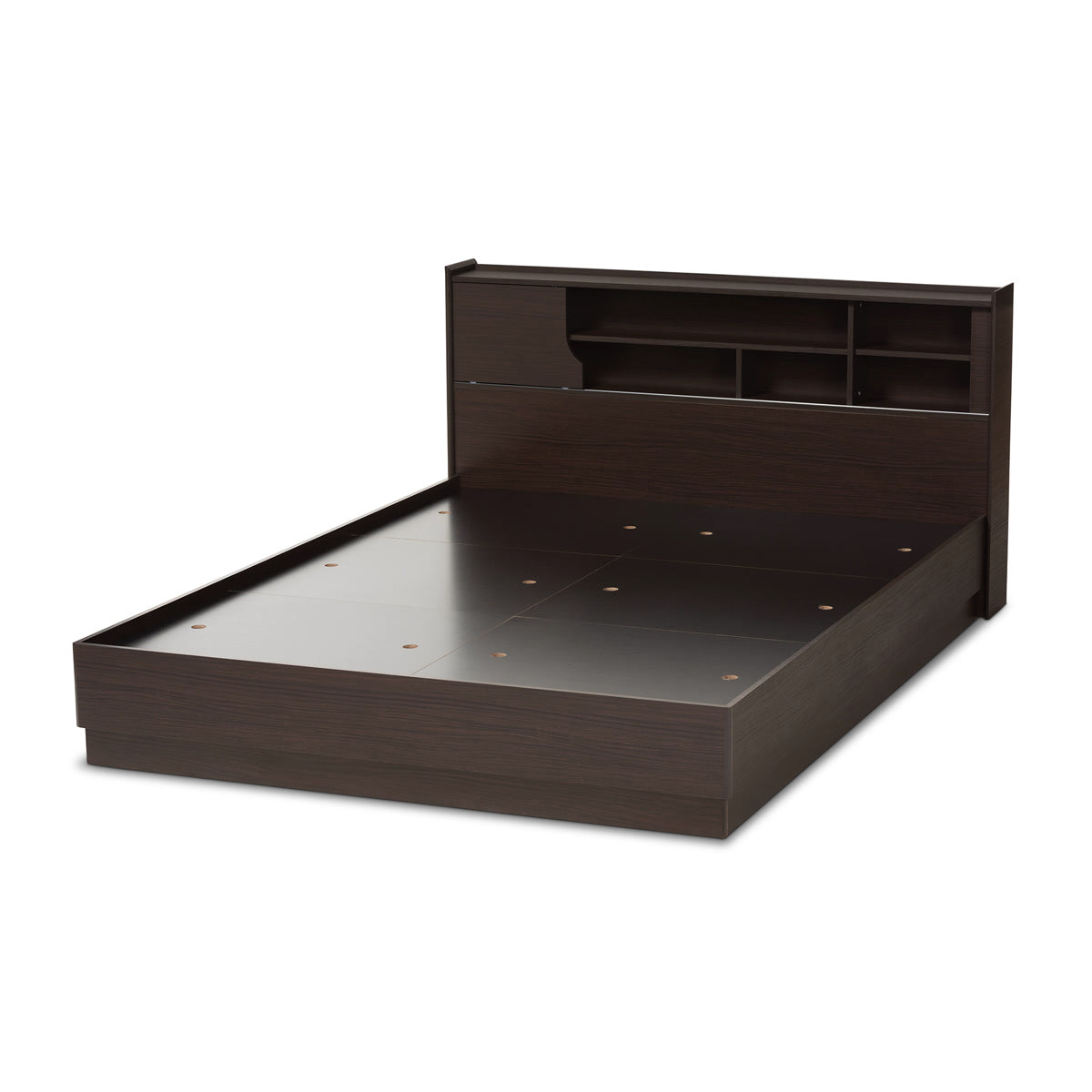 Baxton Studio Larsine Modern and Contemporary Brown Finished Queen Size Platform Storage Bed Baxton Studio-beds-Minimal And Modern - 3