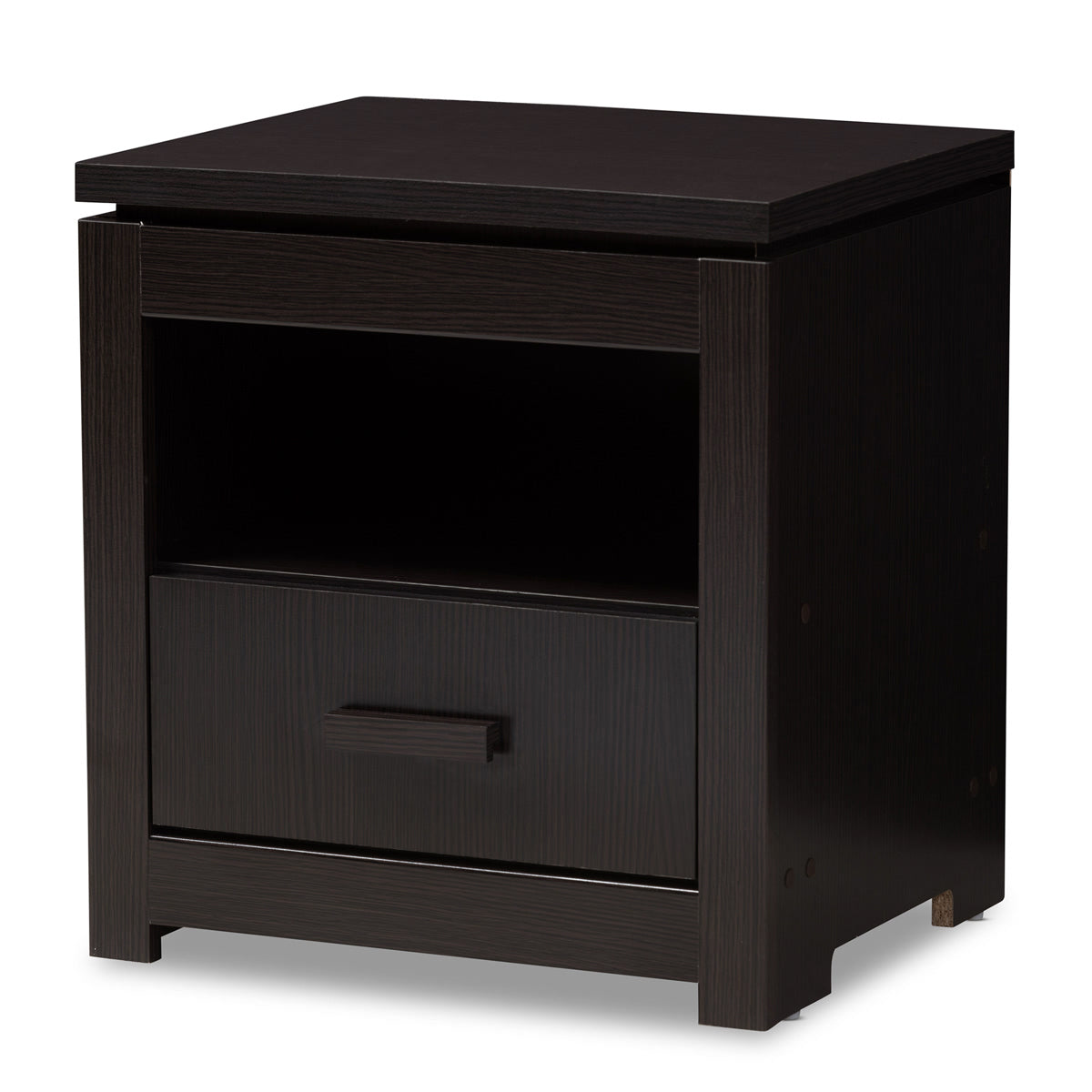 Baxton Studio Bienna Modern and Contemporary Wenge Brown Finished 1-Drawer Nightstand Baxton Studio-nightstands-Minimal And Modern - 1