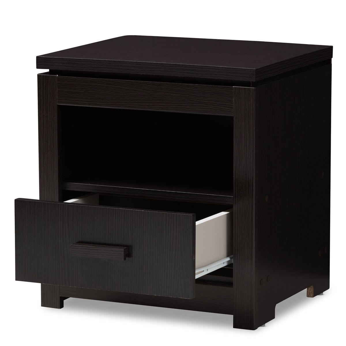 Baxton Studio Bienna Modern and Contemporary Wenge Brown Finished 1-Drawer Nightstand Baxton Studio-nightstands-Minimal And Modern - 2