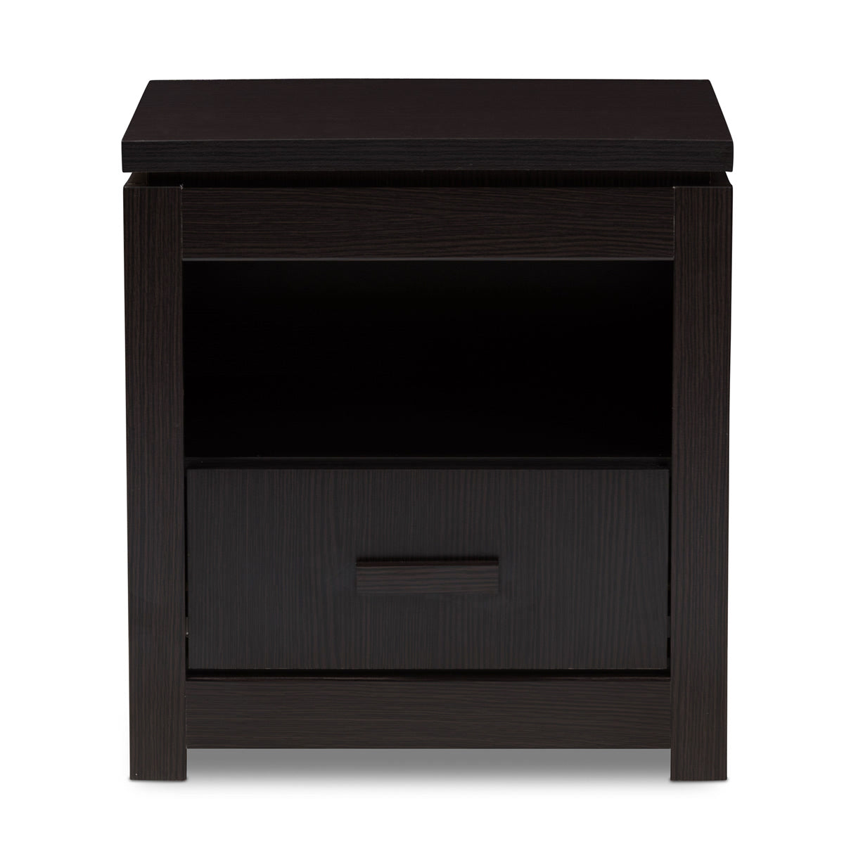 Baxton Studio Bienna Modern and Contemporary Wenge Brown Finished 1-Drawer Nightstand Baxton Studio-nightstands-Minimal And Modern - 3