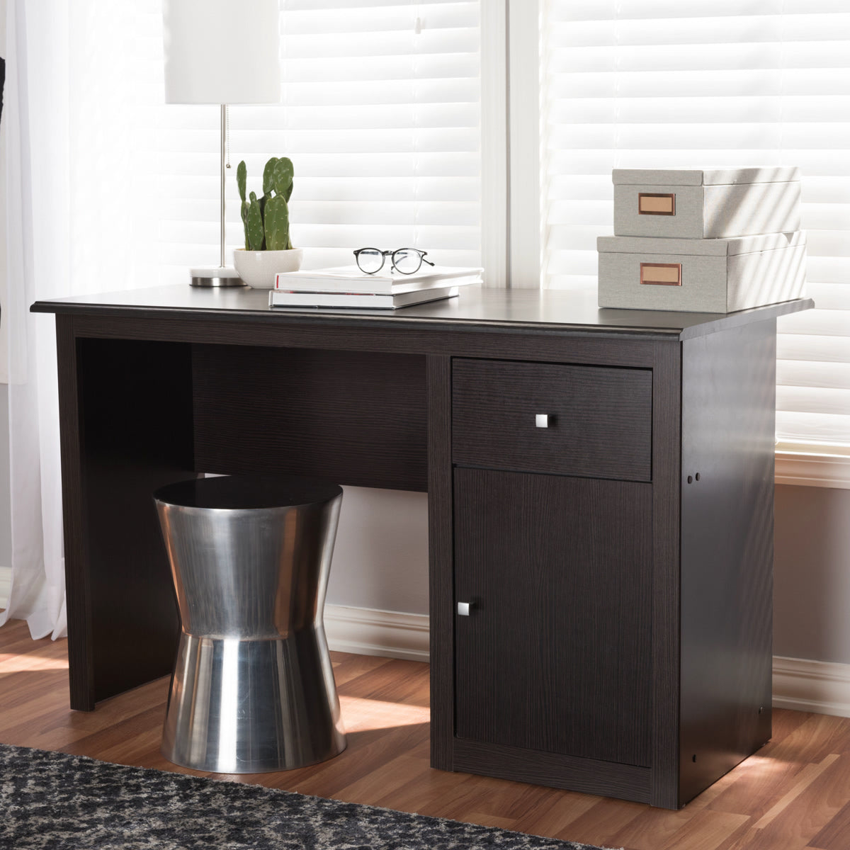 Baxton Studio Belora Modern and Contemporary Wenge Brown Finished Desk Baxton Studio-Desks-Minimal And Modern - 7