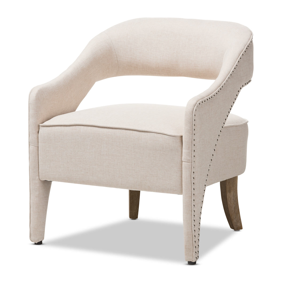 Baxton Studio Floriane Modern and Contemporary Beige Fabric Upholstered Lounge Chair Baxton Studio-chairs-Minimal And Modern - 1