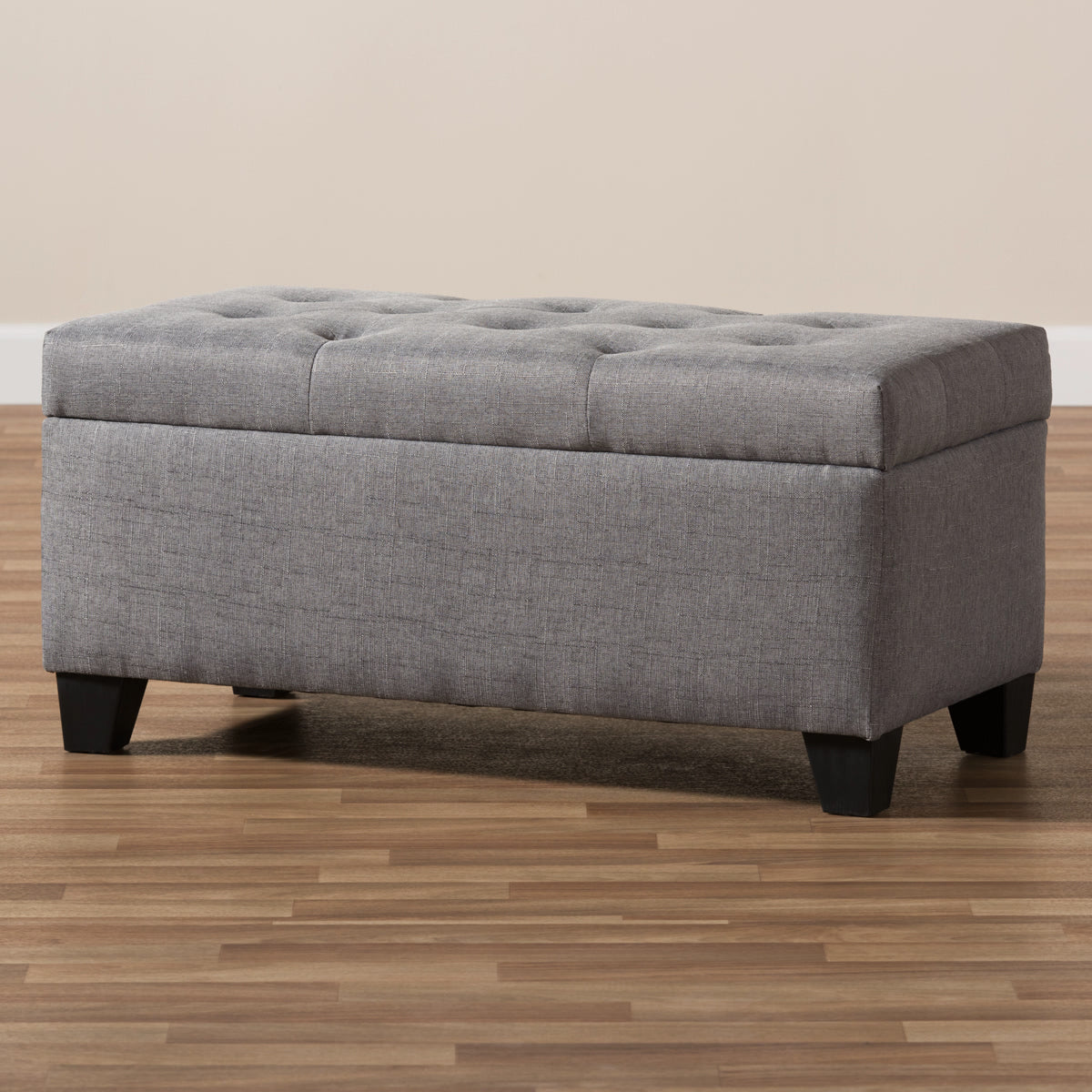 Baxton Studio Michaela Modern and Contemporary Grey Fabric Upholstered Storage Ottoman Baxton Studio-ottomans-Minimal And Modern - 2