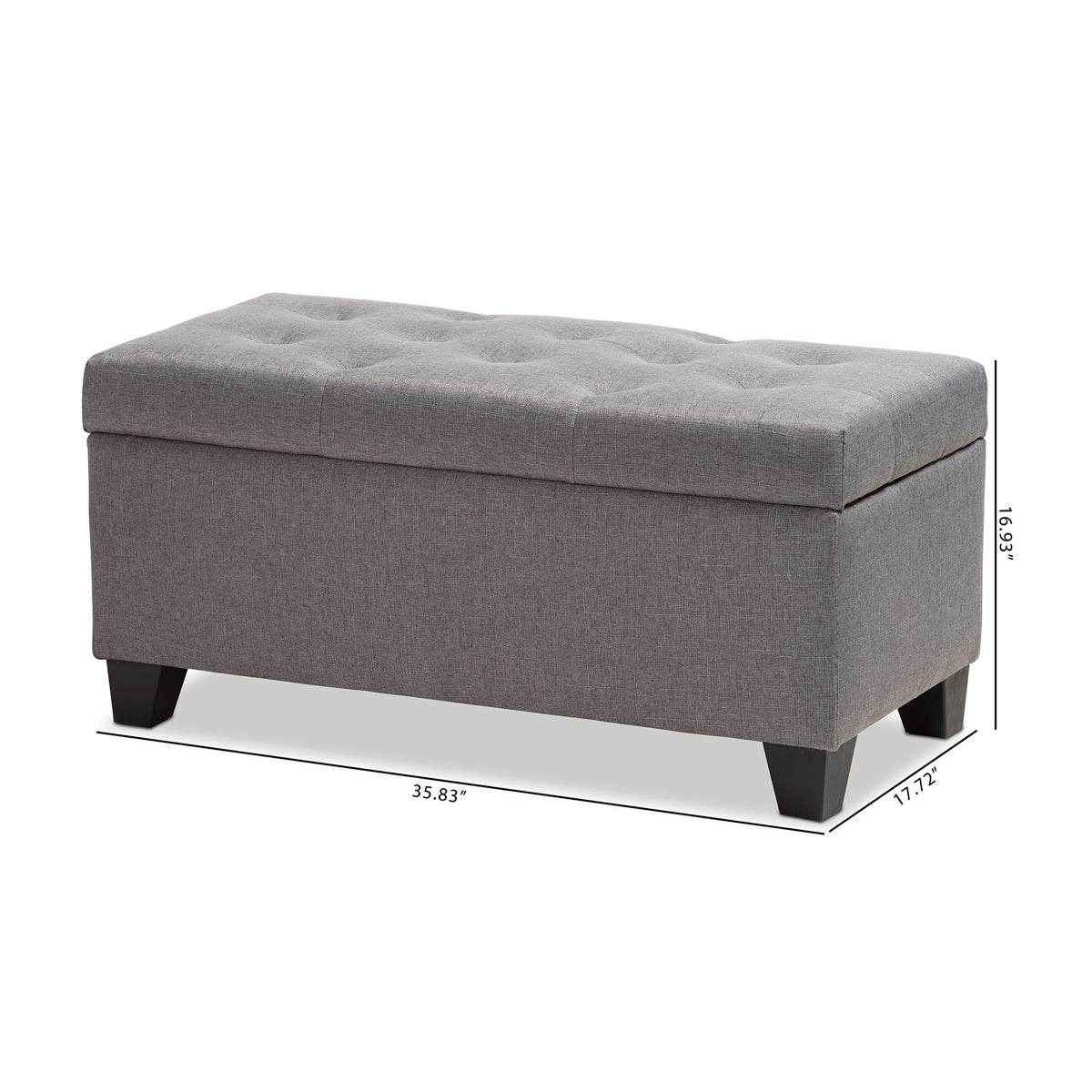 Baxton Studio Michaela Modern and Contemporary Grey Fabric Upholstered Storage Ottoman Baxton Studio-ottomans-Minimal And Modern - 3