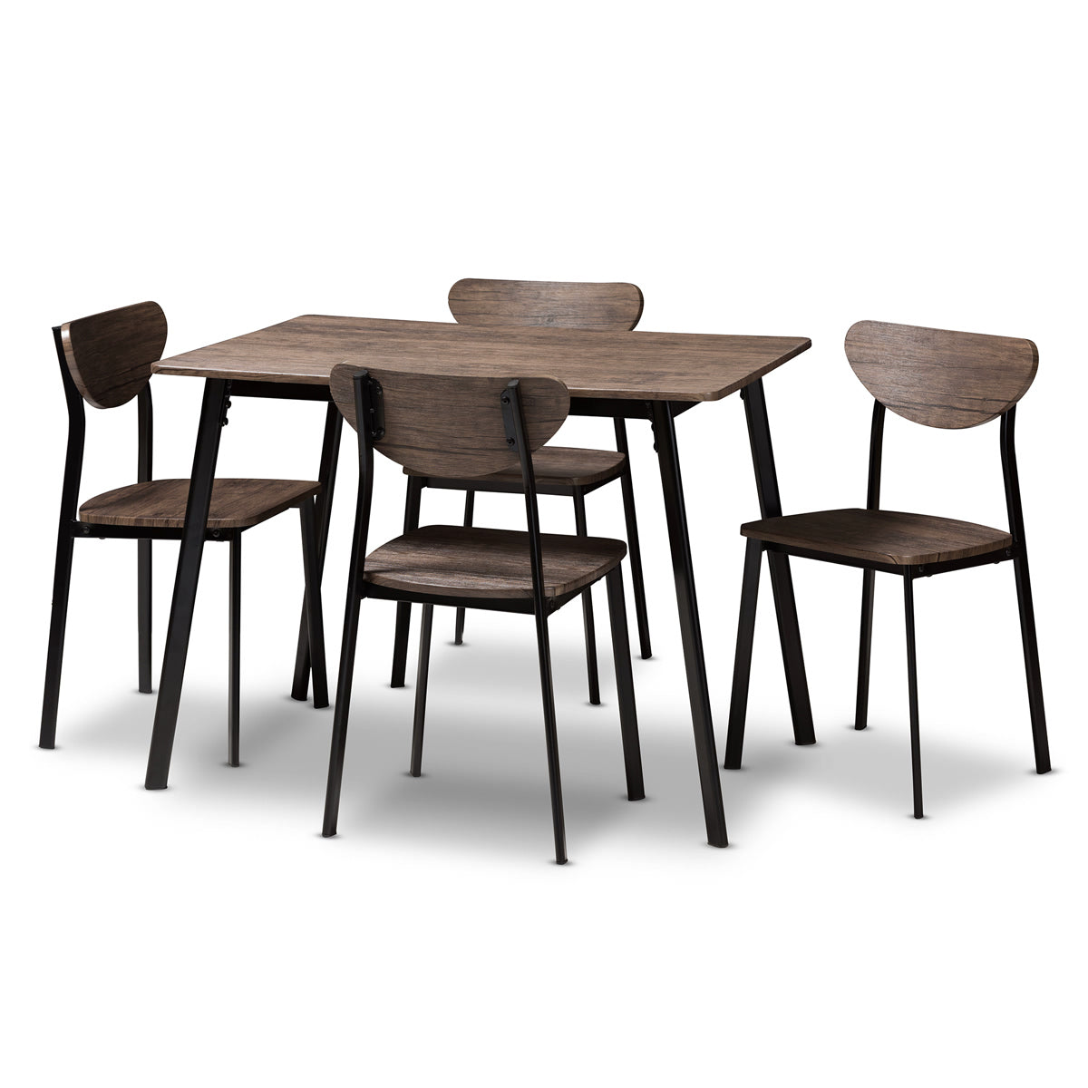 Baxton Studio Ornette Mid-Century Modern Matte Black Frame 5-Piece Dining Set Baxton Studio-0-Minimal And Modern - 1