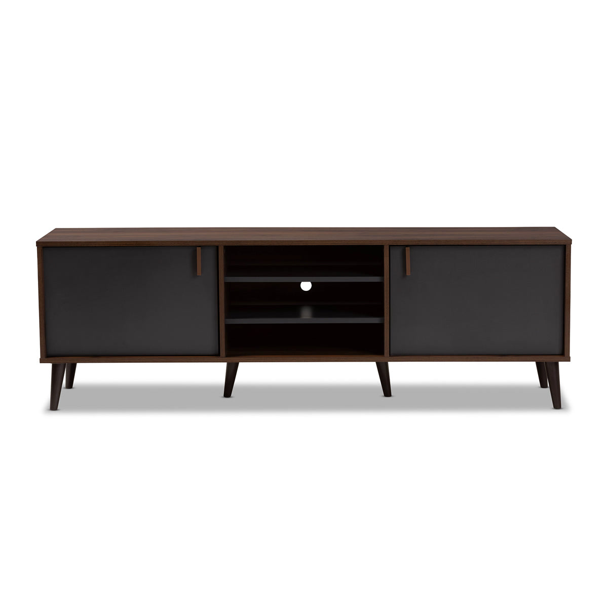 Baxton Studio Samuel Mid-Century Modern Brown and Dark Grey Finished TV Stand Baxton Studio-TV Stands-Minimal And Modern - 3