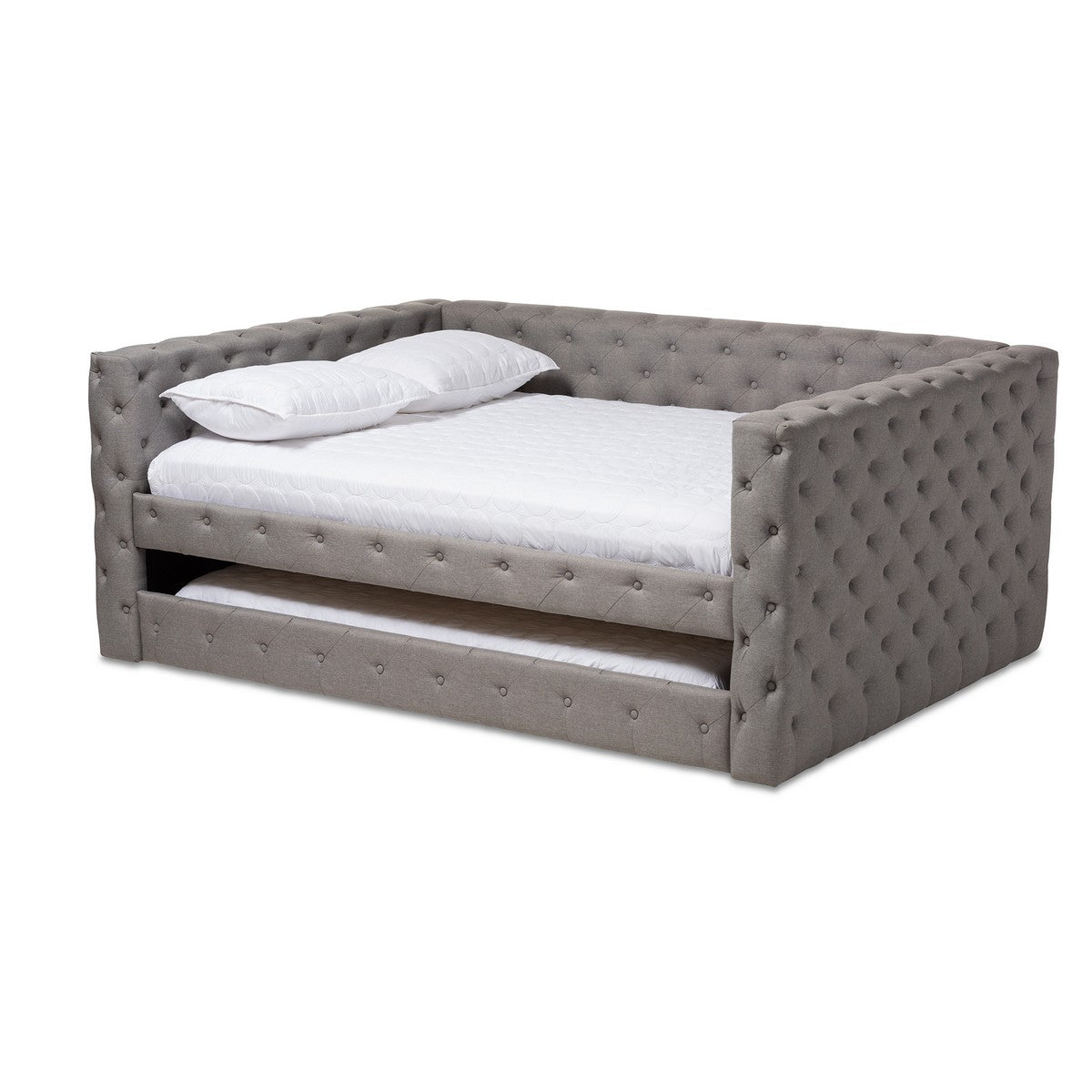 Baxton Studio Anabella Modern and Contemporary Grey Fabric Upholstered Queen Size Daybed with Trundle Baxton Studio-daybed-Minimal And Modern - 1