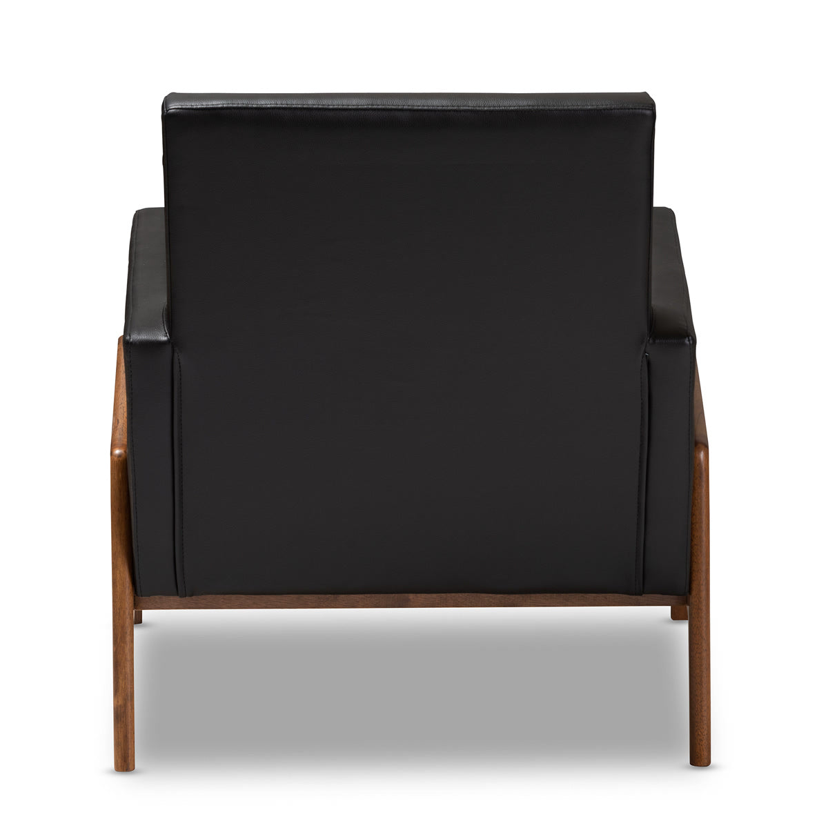 Baxton Studio Perris Mid-Century Modern Black Faux Leather Upholstered Walnut Wood Lounge Chair Baxton Studio-chairs-Minimal And Modern - 4