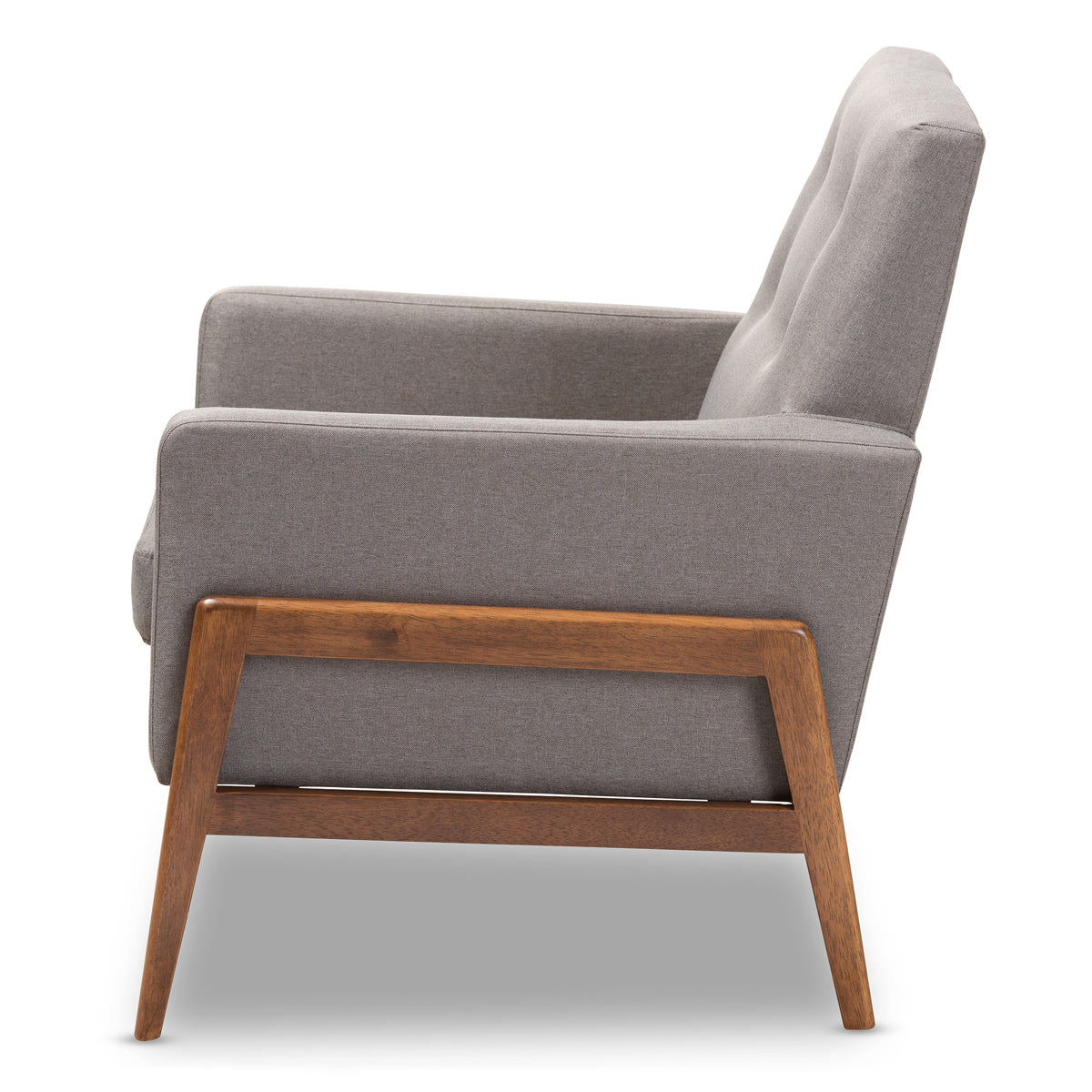 Baxton Studio Perris Mid-Century Modern Grey Fabric Upholstered Walnut Wood Lounge Chair Baxton Studio-chairs-Minimal And Modern - 3