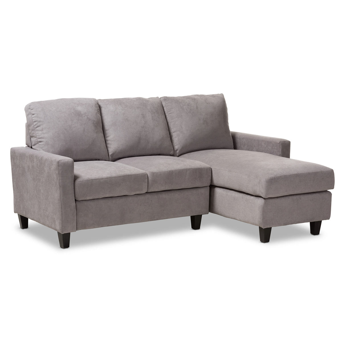 Baxton Studio Greyson Modern And Contemporary Light Grey Fabric Upholstered Reversible Sectional Sofa Baxton Studio-sofas-Minimal And Modern - 1