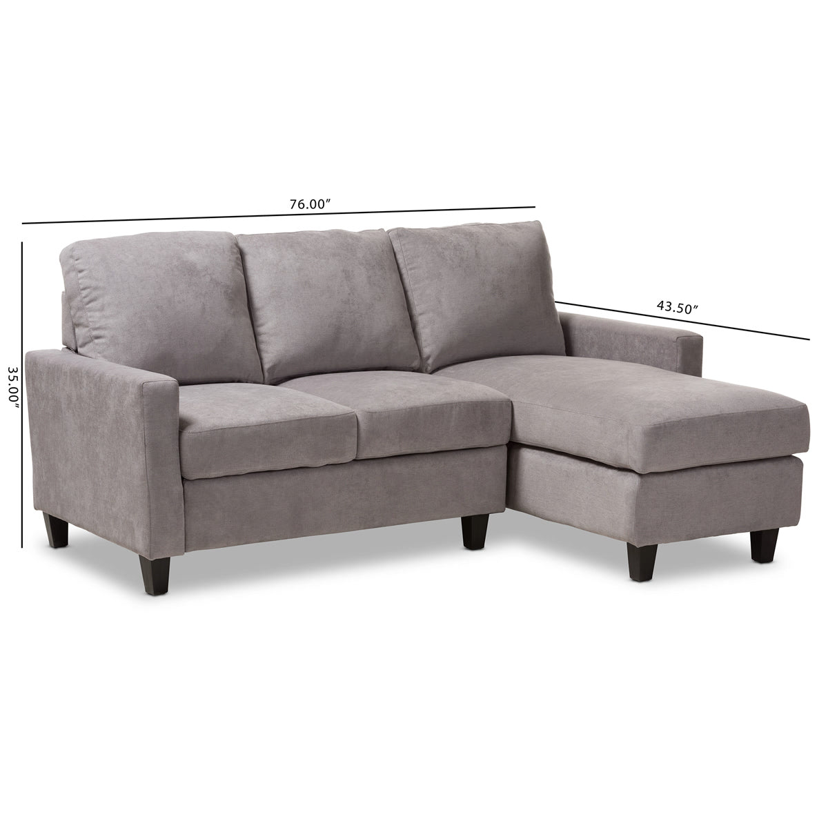 Baxton Studio Greyson Modern And Contemporary Light Grey Fabric Upholstered Reversible Sectional Sofa Baxton Studio-sofas-Minimal And Modern - 7