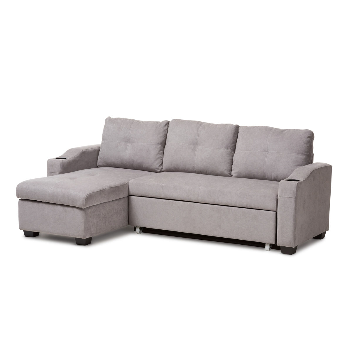 Baxton Studio Lianna Modern and Contemporary Light Grey Fabric Upholstered Sectional Sofa Baxton Studio-sofas-Minimal And Modern - 1