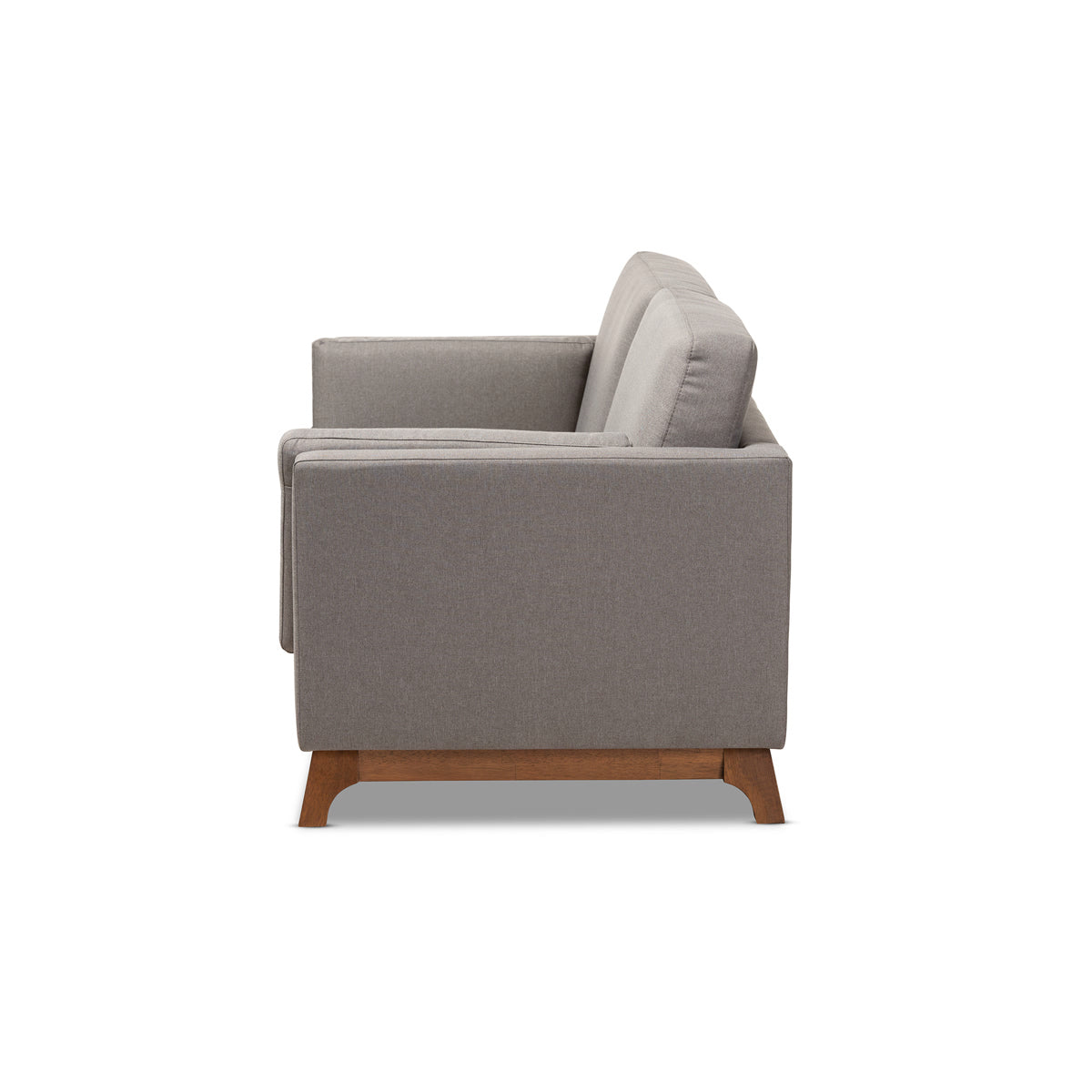 Baxton Studio Sava Mid-Century Modern Grey Fabric Upholstered Walnut Wood 2-Seater Loveseat Baxton Studio-loveseat-Minimal And Modern - 3