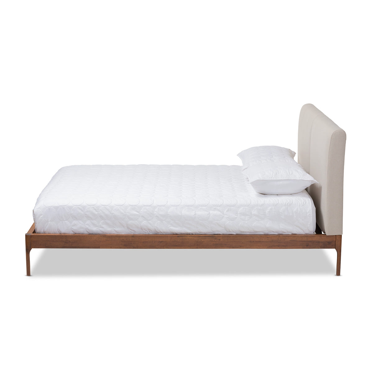 Baxton Studio Aveneil Mid-Century Modern Beige Fabric Upholstered Walnut Finished King Size Platform Bed Baxton Studio-beds-Minimal And Modern - 3