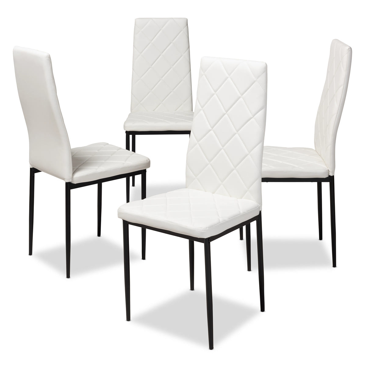 Baxton Studio Blaise Modern and Contemporary White Faux Leather Upholstered Dining Chair (Set of 4) Baxton Studio-dining chair-Minimal And Modern - 1