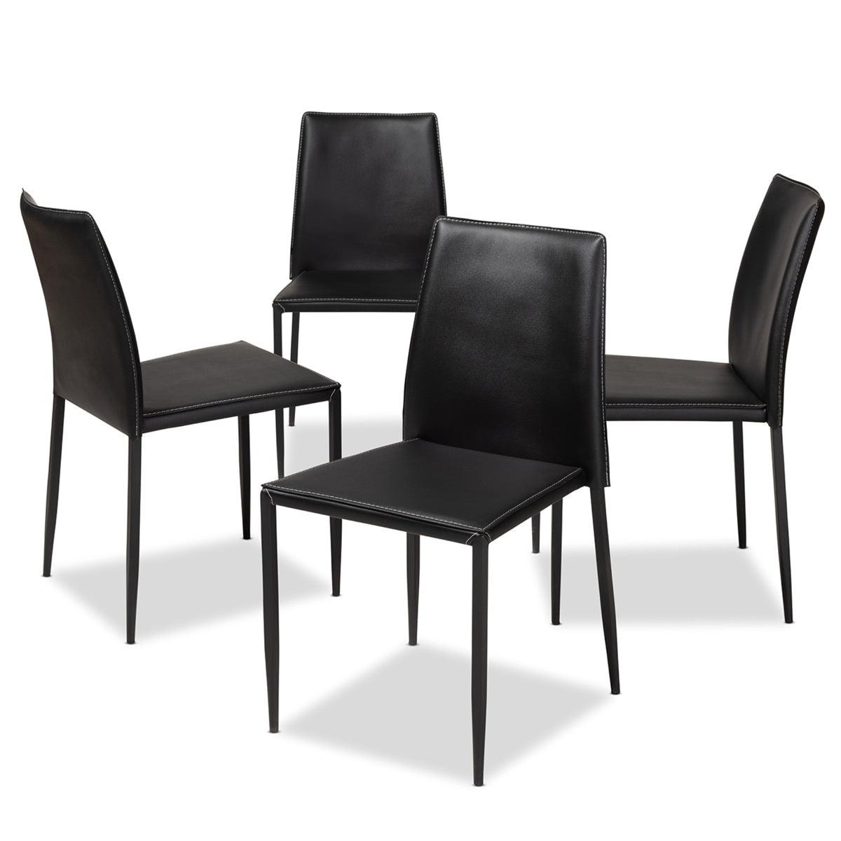 Baxton Studio Pascha Modern and Contemporary Black Faux Leather Upholstered Dining Chair (Set of 4) Baxton Studio-dining chair-Minimal And Modern - 1