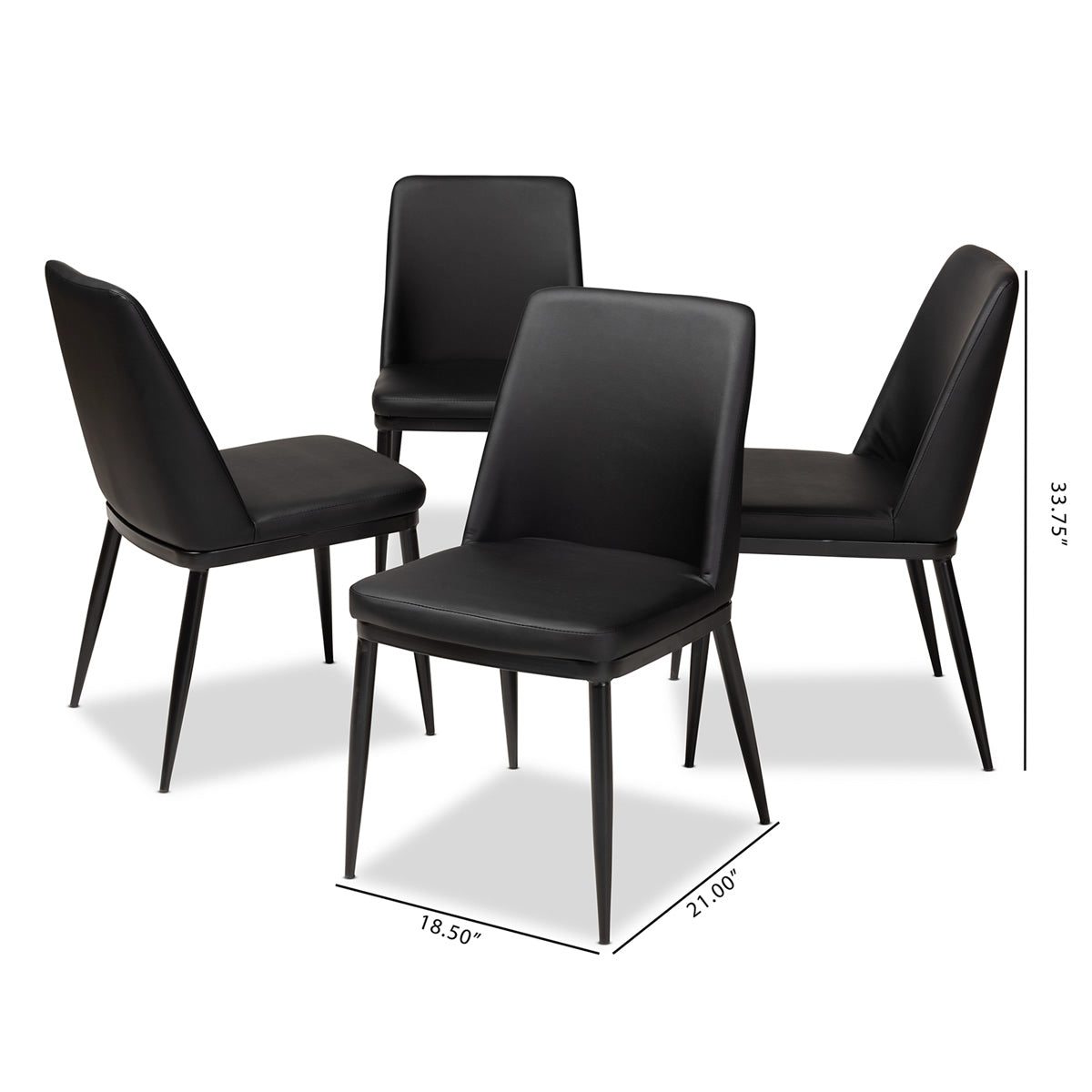 Baxton Studio Darcell Modern and Contemporary Black Faux Leather Upholstered Dining Chair (Set of 4) Baxton Studio-dining chair-Minimal And Modern - 5