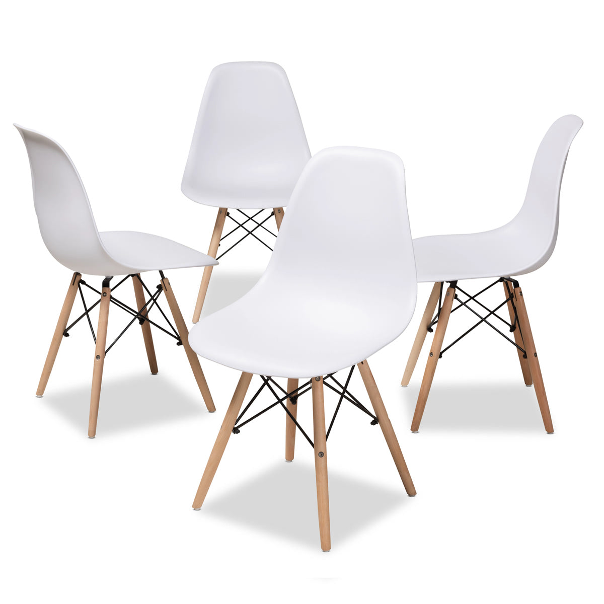 Baxton Studio Sydnea Mid-Century Modern White Acrylic Brown Wood Finished Dining Chair (Set of 4) Baxton Studio-dining chair-Minimal And Modern - 1