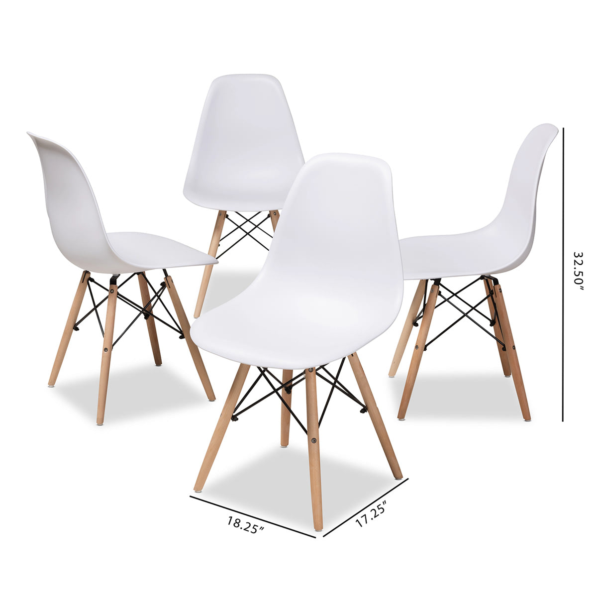 Baxton Studio Sydnea Mid-Century Modern White Acrylic Brown Wood Finished Dining Chair (Set of 4) Baxton Studio-dining chair-Minimal And Modern - 5