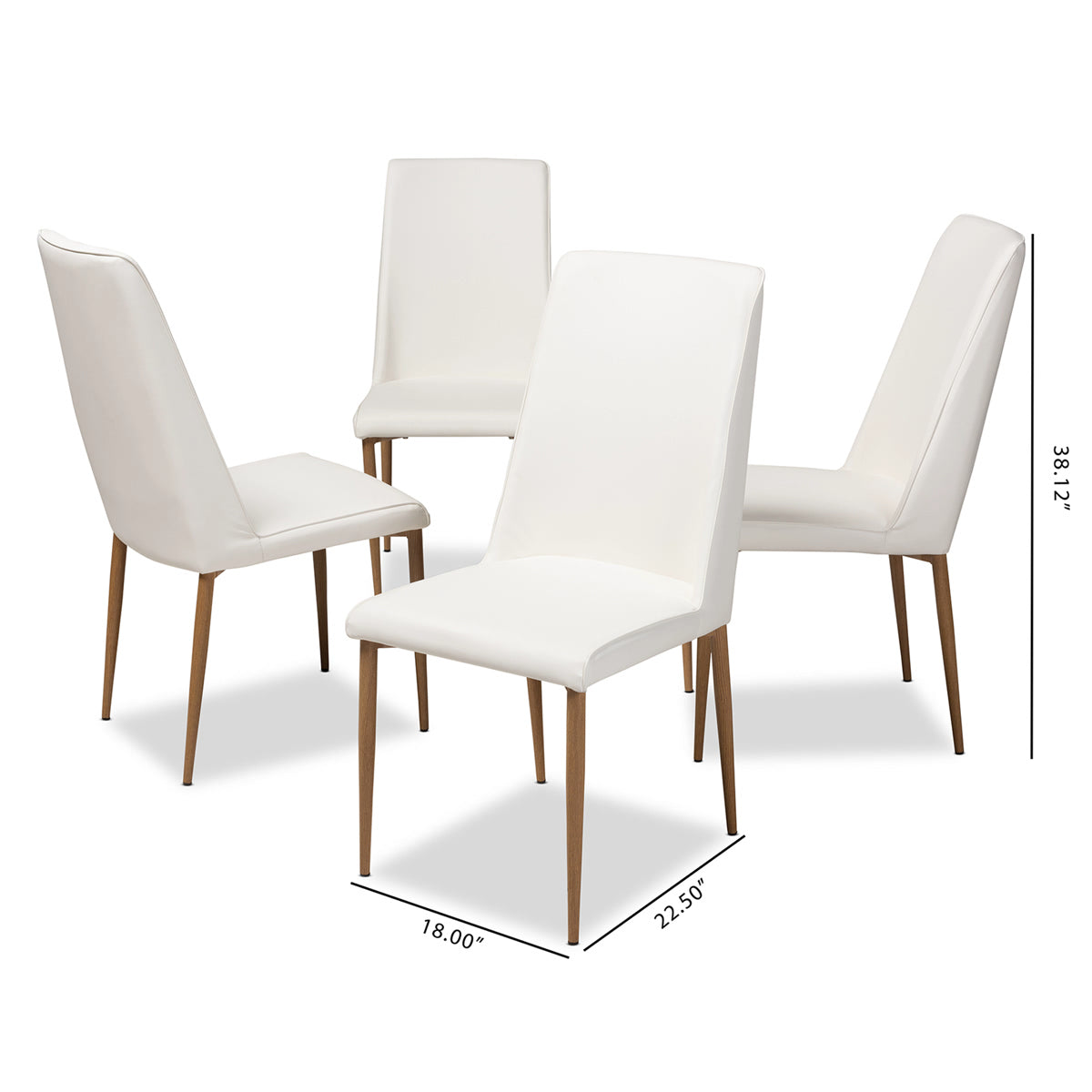 Baxton Studio Chandelle Modern and Contemporary White Faux Leather Upholstered Dining Chair (Set of 4) Baxton Studio-dining chair-Minimal And Modern - 5