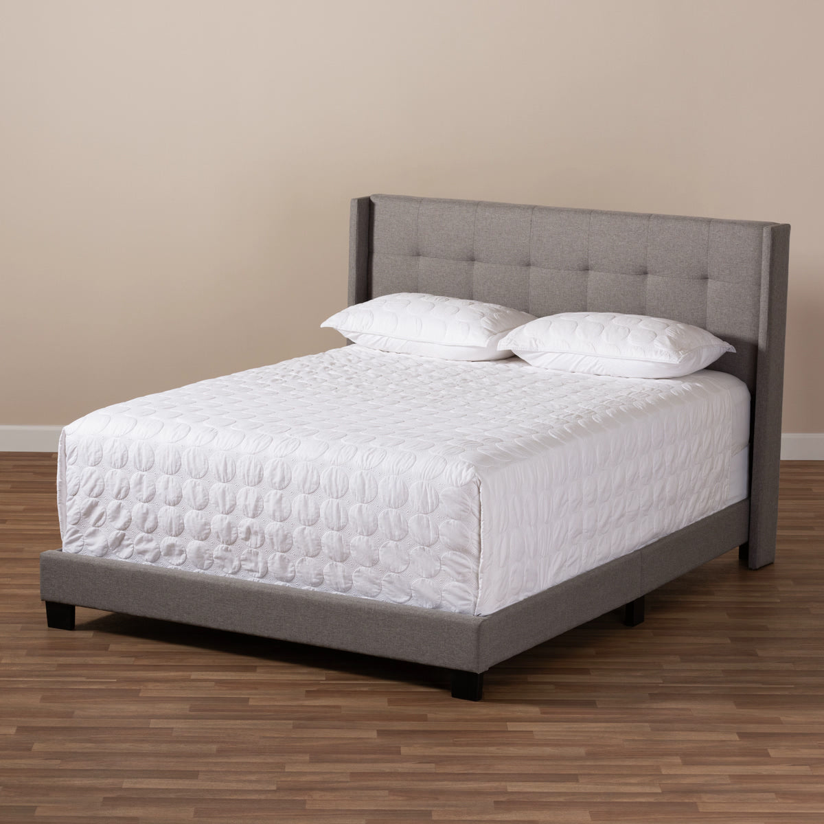 Baxton Studio Lisette Modern and Contemporary Grey Fabric Upholstered Queen Size Bed Baxton Studio-0-Minimal And Modern - 7