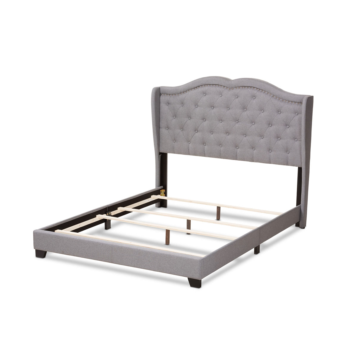 Baxton Studio Aden Modern and Contemporary Grey Fabric Upholstered King Size Bed Baxton Studio-0-Minimal And Modern - 4