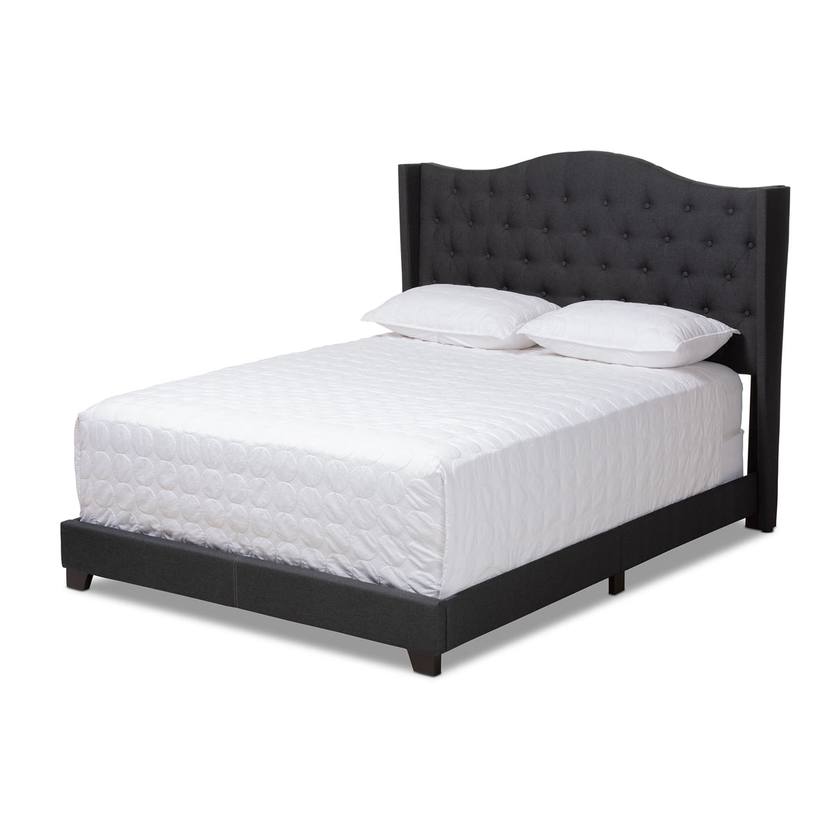 Baxton Studio Alesha Modern and Contemporary Charcoal Grey Fabric Upholstered Queen Size Bed Baxton Studio-0-Minimal And Modern - 1