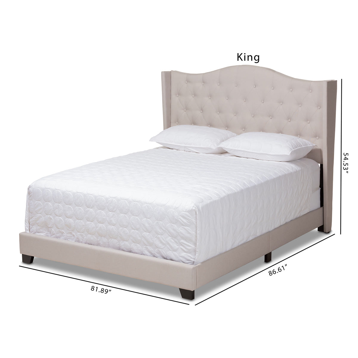 Baxton Studio Alesha Modern and Contemporary Beige Fabric Upholstered King Size Bed Baxton Studio-0-Minimal And Modern - 2