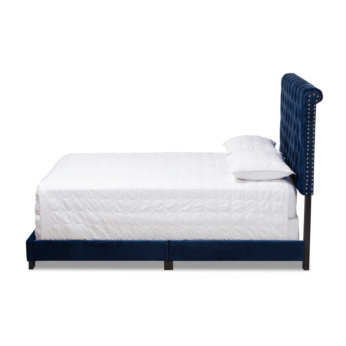 Baxton Studio Candace Luxe and Glamour Navy Velvet Upholstered Full Size Bed Baxton Studio-0-Minimal And Modern - 3