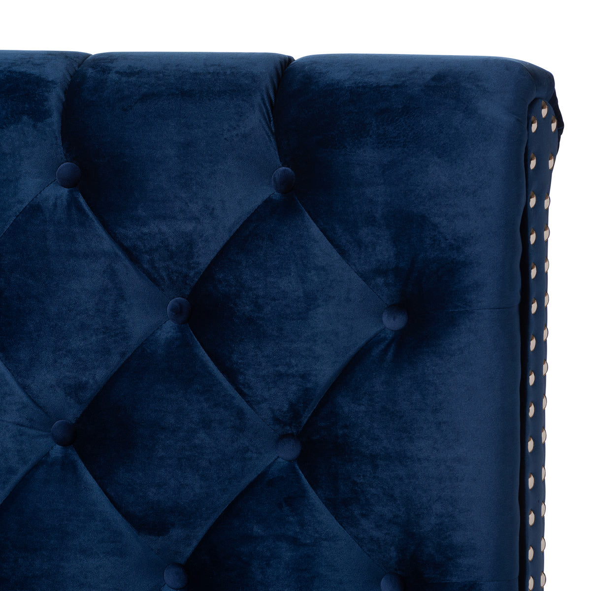 Baxton Studio Candace Luxe and Glamour Navy Velvet Upholstered Full Size Bed Baxton Studio-0-Minimal And Modern - 5