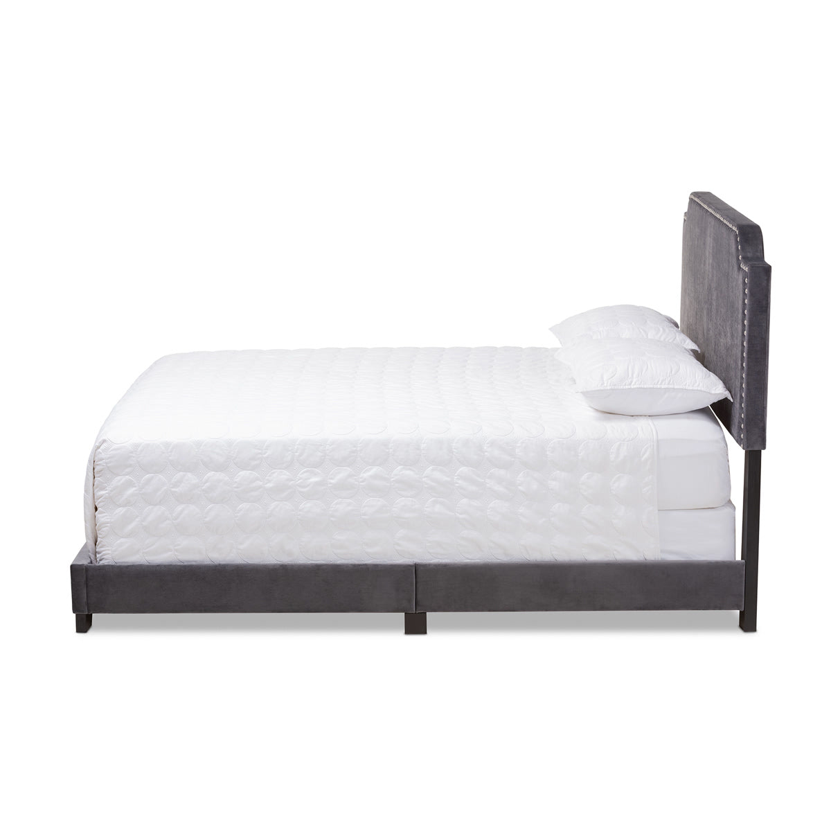 Baxton Studio Darcy Luxe and Glamour Dark Grey Velvet Upholstered Queen Size Bed Baxton Studio-0-Minimal And Modern - 3