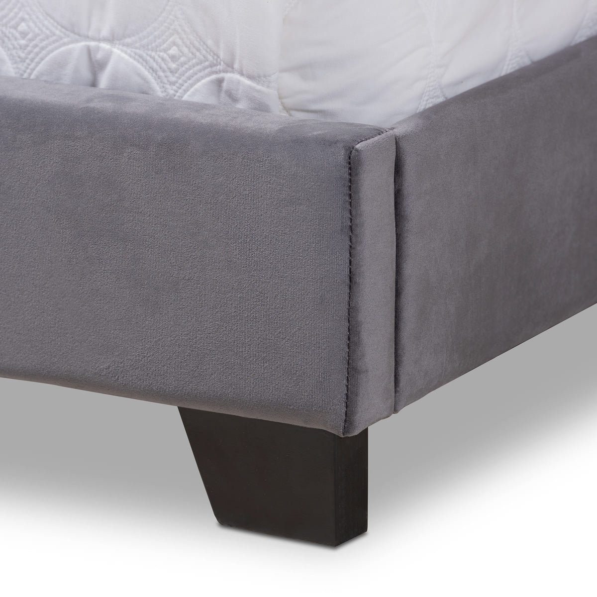 Baxton Studio Darcy Luxe and Glamour Dark Grey Velvet Upholstered Queen Size Bed Baxton Studio-0-Minimal And Modern - 6