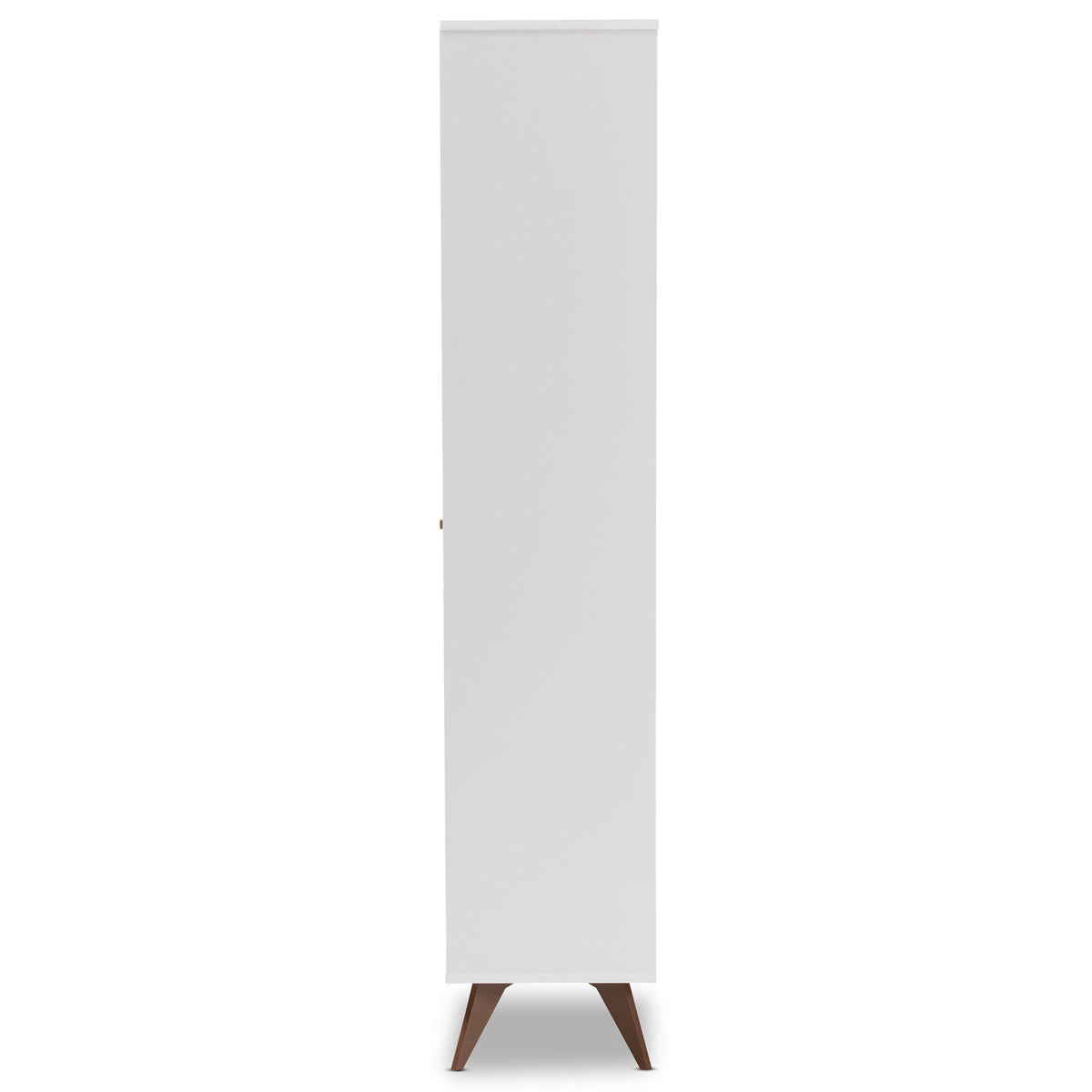 Baxton Studio Serafino Mid-Century Modern White and Walnut Finished Wood Wine Cabinet Baxton Studio-0-Minimal And Modern - 4