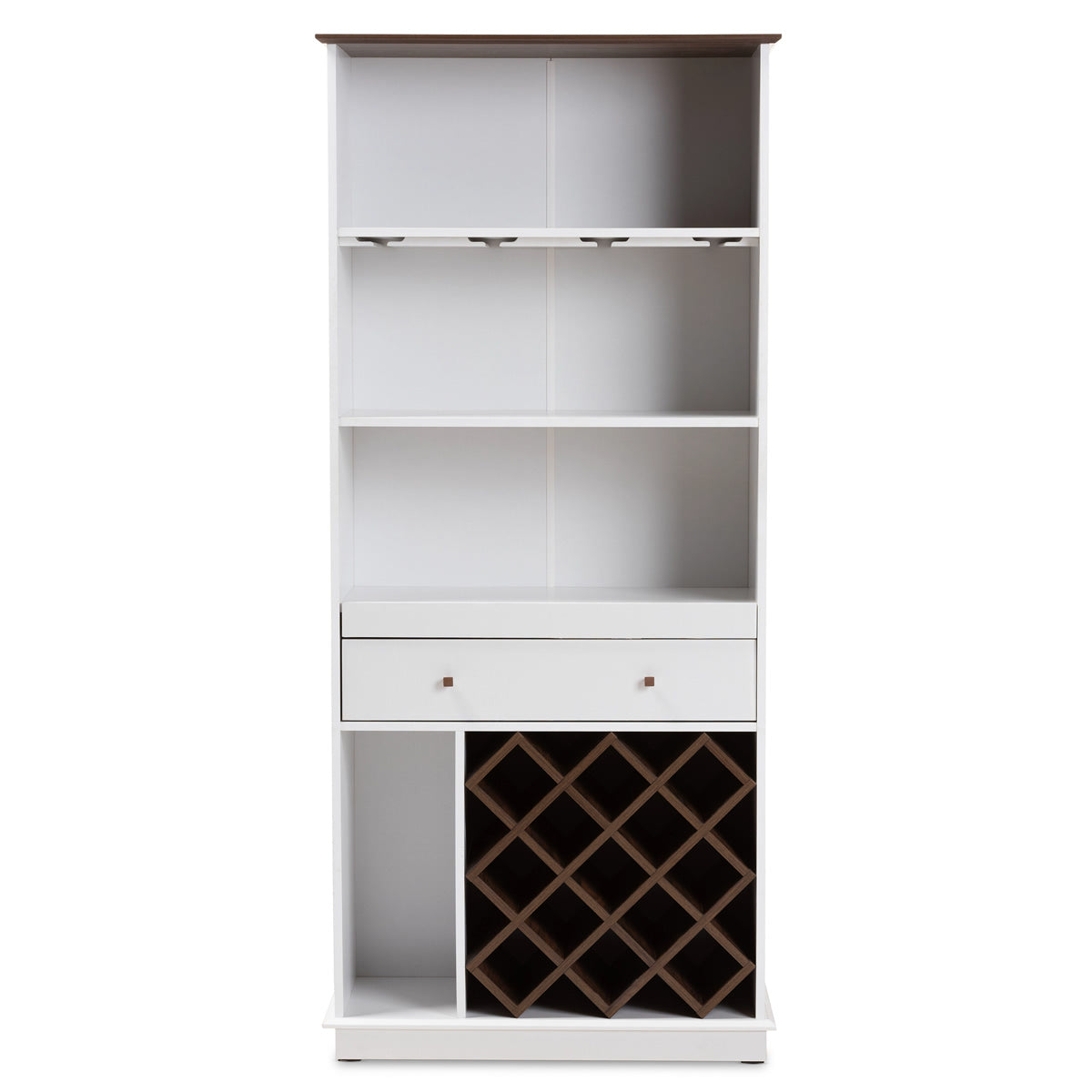 Baxton Studio Serafino Mid-Century Modern Dark Grey and Oak Finished Wood Wine Cabinet Baxton Studio-0-Minimal And Modern - 3