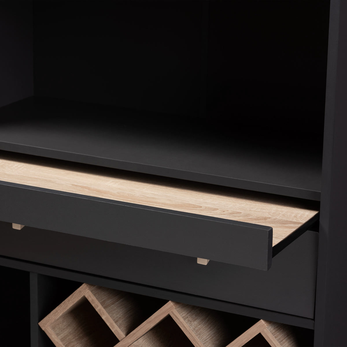 Baxton Studio Mattia Modern and Contemporary Dark Grey and Oak Finished Wood Wine Cabinet  Baxton Studio-0-Minimal And Modern - 5