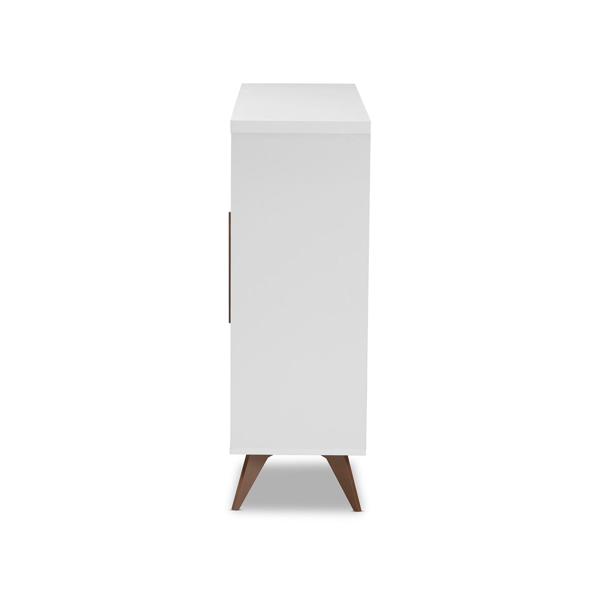 Baxton Studio Pietro Mid-Century Modern White and Brown Finished Wine Cabinet Baxton Studio-0-Minimal And Modern - 4